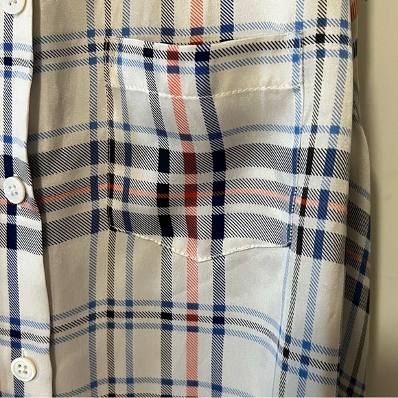 Equipment 100% Silk Mina Plaid sleeveless button down collared blouse white M - Picture 9 of 16